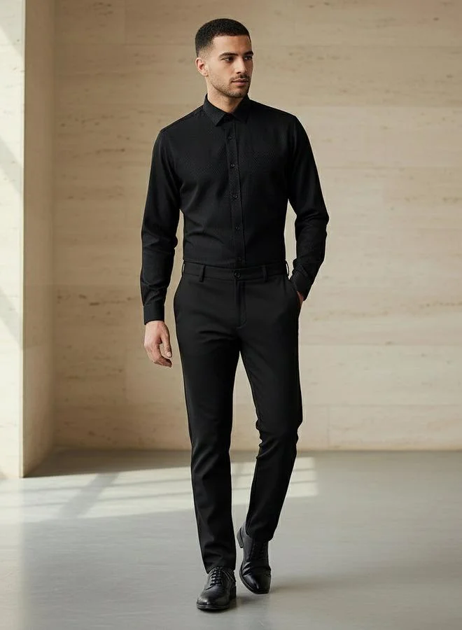 Splash FAV Men Regular Fit Self Texture Dobby Collar Shirt
